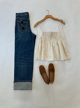High Rise Cuffed Denim Jeans - amandenimes - High Rise Cuffed Denim Jeans -