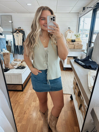 The Janie Denim Mini Skirt - amandenimes - The Janie Denim Mini Skirt -