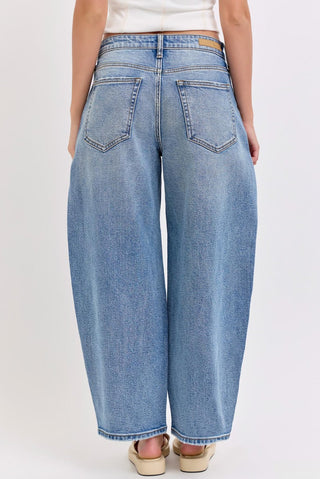 Medium Wash Barrel Jeans - amandenimes - Medium Wash Barrel Jeans -