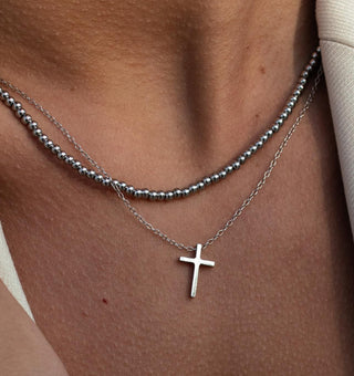 Cross Necklace - Silver - amandenimes - Cross Necklace - Silver -