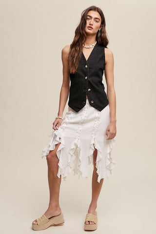 Black Denim Vest - amandenimes - Black Denim Vest -