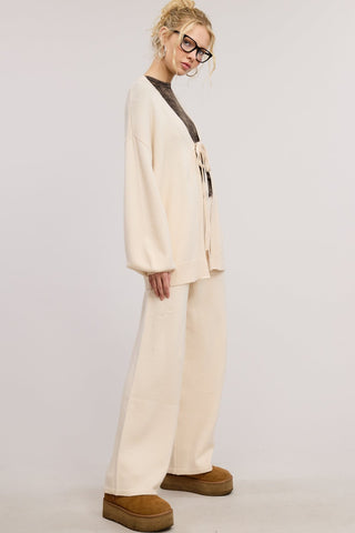 The Sydney Knit Pant - Ecru - amandenimes - The Sydney Knit Pant - Ecru -