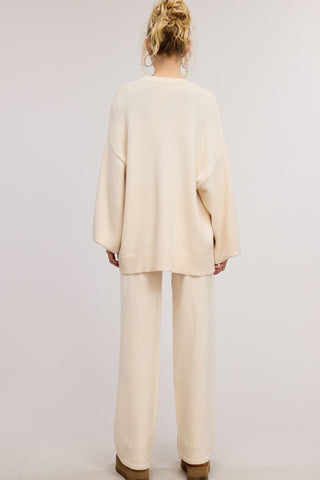 The Sydney Knit Pant - Ecru - amandenimes - The Sydney Knit Pant - Ecru -
