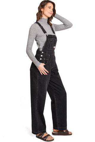 Wide Leg Overalls - Black Wash - amandenimes - Wide Leg Overalls - Black Wash -