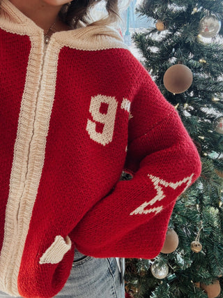 ‘97 Varsity Sweater - Cherry - amandenimes - ‘97 Varsity Sweater - Cherry -