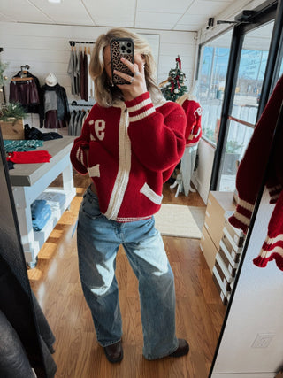 ‘97 Varsity Sweater - Cherry - amandenimes - ‘97 Varsity Sweater - Cherry -