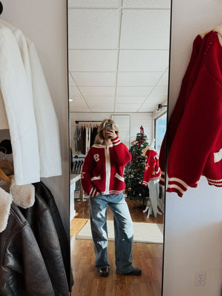‘97 Varsity Sweater - Cherry - amandenimes - ‘97 Varsity Sweater - Cherry -
