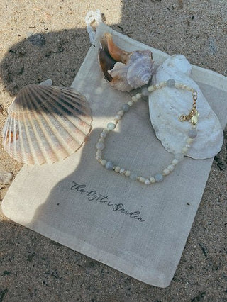 Aquamarine Pearl Anklet - amandenimes - Aquamarine Pearl Anklet -