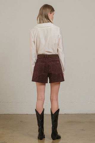 Brown Suede Shorts -
