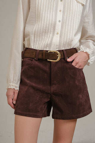 Brown Suede Shorts -