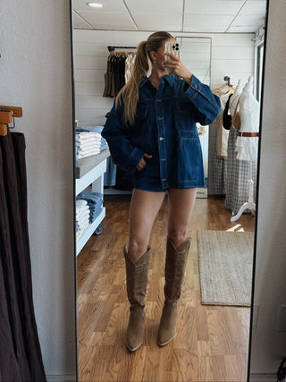 Dark Wash Oversized Denim Jacket -