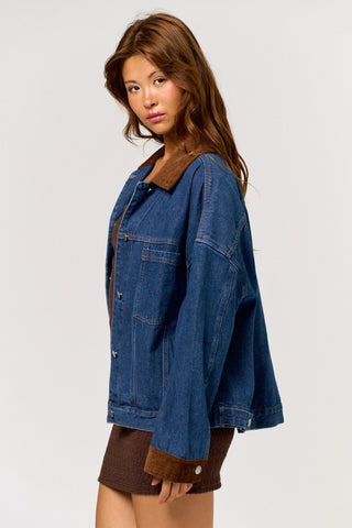 Denim Corded Collar Jacket -