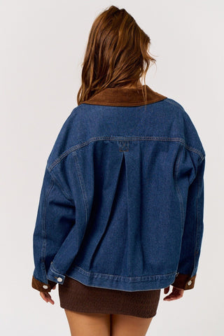 Denim Corded Collar Jacket -