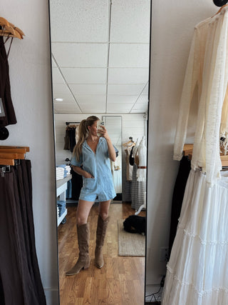 Denim Hooded Romper -