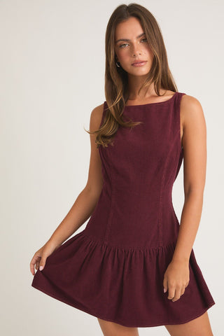 Low Waist Burgundy Mini Dress -