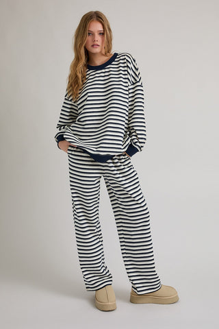Navy Blue Striped Pants -