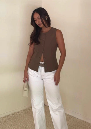 Olive Button Down Vest -