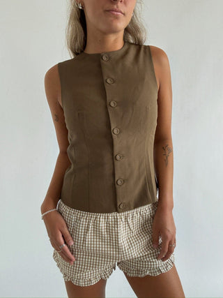 Olive Button Down Vest -
