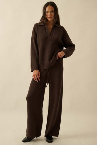 The Alyssa Knit Drawstring Pants - Chocolate -