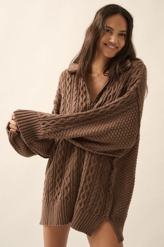 The Chocolate Cable Knit Sweater Dress -