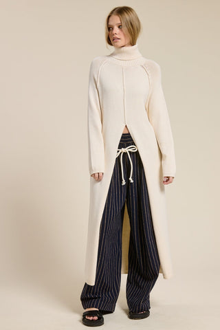 Turtle Neck Maxi Sweater - Ivory -