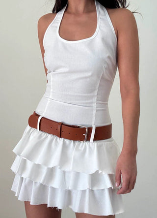 White Tiered Mini Dress -