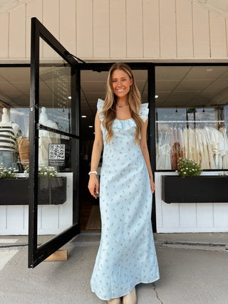 The Garden Party Maxi Dress - Blue