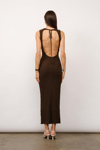 Brown Open Back Maxi Dress