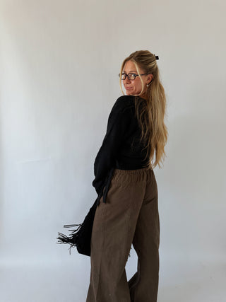 Jude Wide Leg Brown Denim Pants
