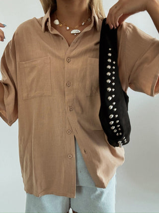 Linen Short Sleeve Button Up - amandenimes - Linen Short Sleeve Button Up - 