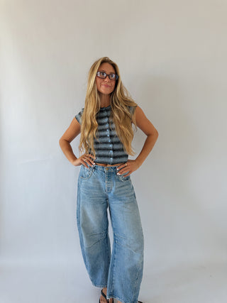 Striped Short Sleeve Buttton Up