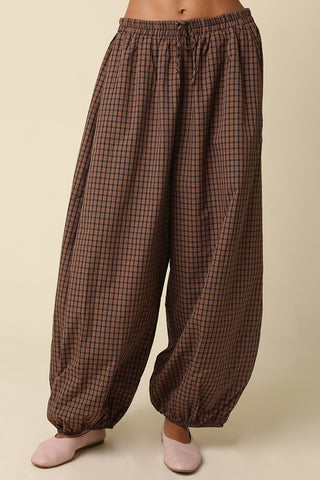 Plaid Balloon Drawstring Pant