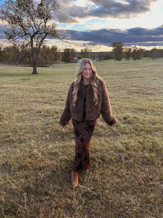 The Faux Fur Crop Jacket - Mocha