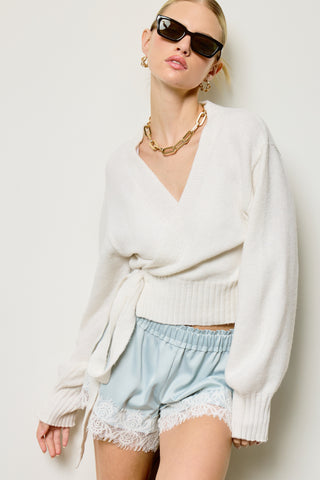 The Shiloh Wrap Sweater -Ivory