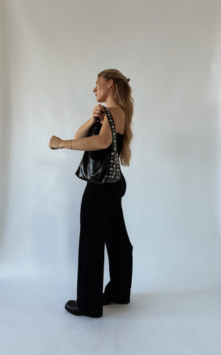 Black Knit Strapless Jumpsuit