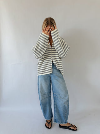 Striped Double Zip Sweater