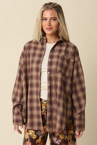 Chestnut Plaid Button Up