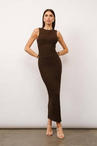 Brown Open Back Maxi Dress