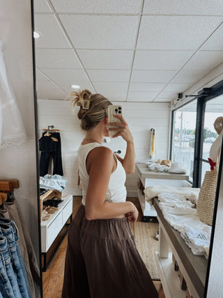 Wide Leg Gauze Pant - Brown - amandenimes - Wide Leg Gauze Pant - Brown - 