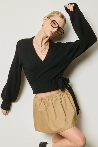 The Shiloh Wrap Sweater - Black