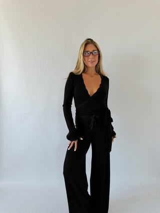 The Phoebe Wide Leg Pants - Black