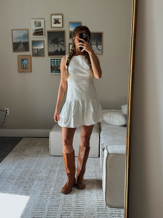 Low Waist Mini Dress - White