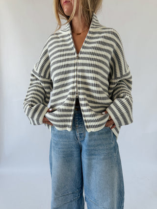 Striped Double Zip Sweater