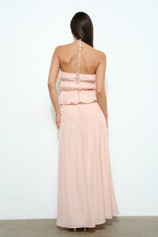 Caroline Smocked Waist Maxi Skirt - Pink - amandenimes - Caroline Smocked Waist Maxi Skirt - Pink - 
