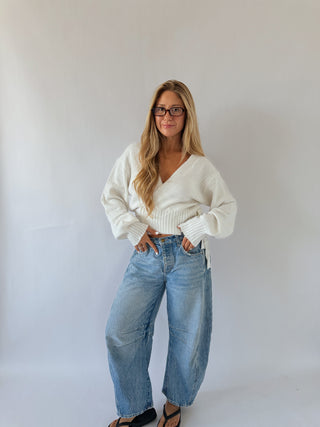 The Shiloh Wrap Sweater -Ivory