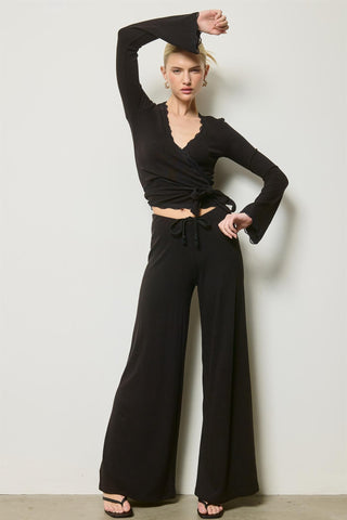 The Phoebe Wrap Top - Black