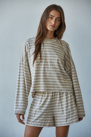 Lounge Striped Long Sleeve Top