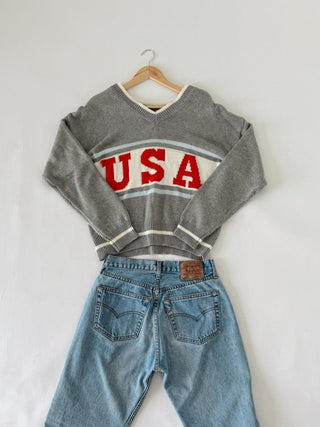 USA V - Neck Sweater - amandenimes - USA V - Neck Sweater - 
