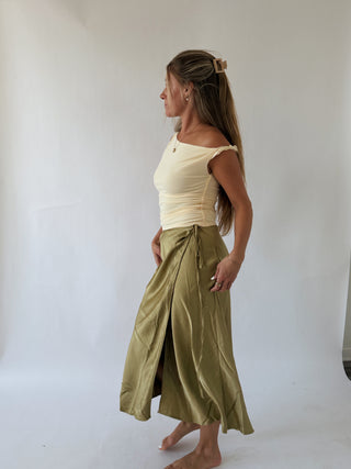 Matcha Midi Wrap Skirt