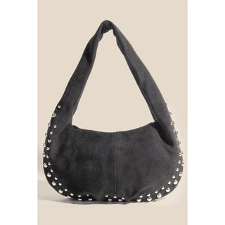 Black Studded Suede Purse - amandenimes - Black Studded Suede Purse - 